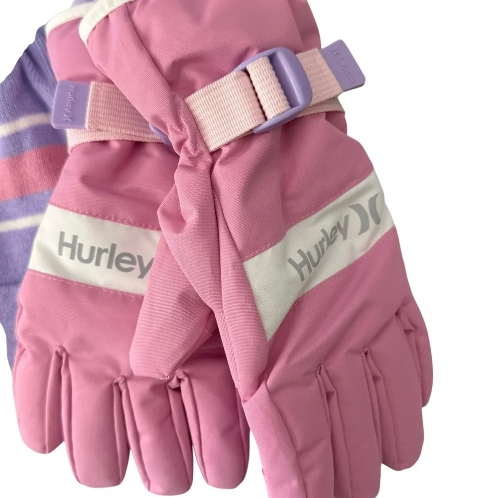 Hurley Youth Beanie & Ski Gloves 2-pc Winter Set Pink M 8-10 NWT